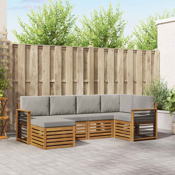 vidaXL Sekcijska garnitura s jastukom 6 pcs Prirodna i svijetlo siva