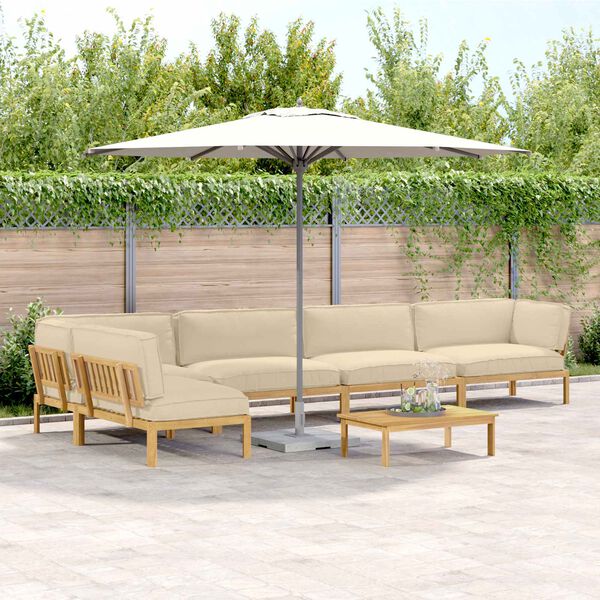 vidaXL Set sofe s jastukom Jednobojno 6 pcs Bež Čvrsto drvo akacije