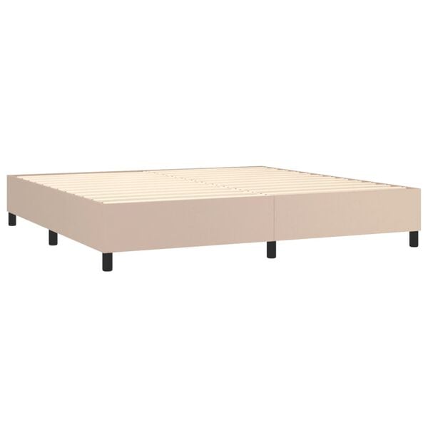 vidaXL Krevet box spring s madracem cappuccino 200x200cm umjetna koža