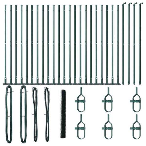 vidaXL Stup za ogradu Zelena 50 x 1,4 m (mreža 36 mm) Čelik i PVC