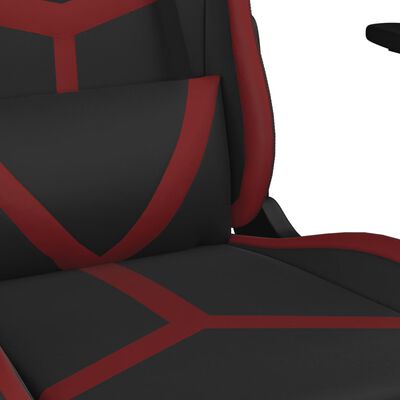 vidaXL Masažna igraća stolica crna i crvena boja vina od umjetne kože