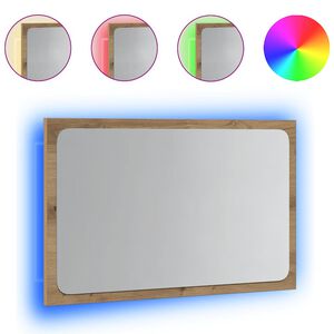 vidaXL Kupaonsko ogledalo s LED svjetlom boja hrasta 60x8,5x38 cm