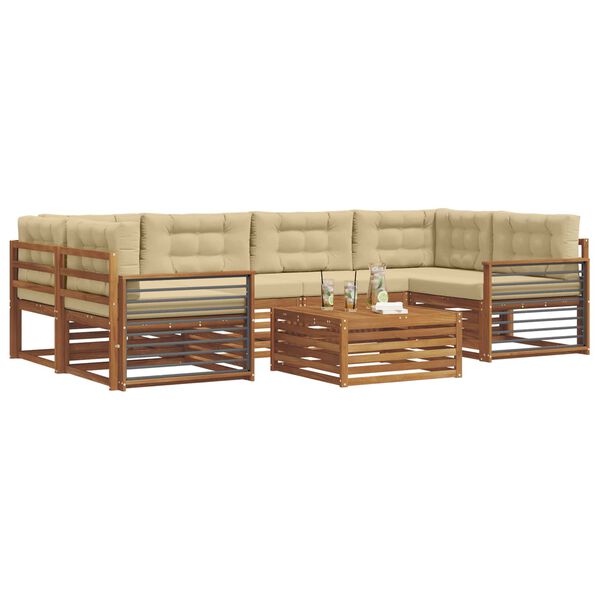 vidaXL Set vanjskih sofa s jastukom 8 pcs Prirodna i bež