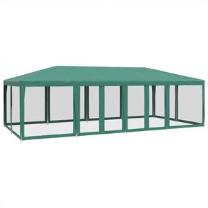 vidaXL &Scaron;ator za zabave s 12 mrežasta bočna zida zeleni 8x4 m HDPE