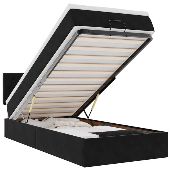 vidaXL Otomanski okvir kreveta s madraca crni 100x200cm bar&scaron;unasti