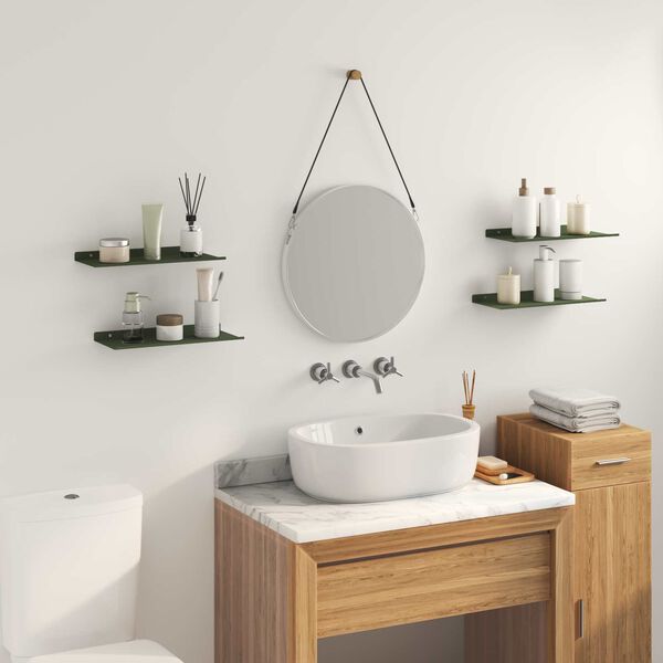 vidaXL Lebdeća polica 4 pcs Maslinasto zelena 40 x 18 x 2,5 cm Čelik