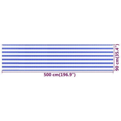 vidaXL Balkonski zastor plavo-bijeli 90 x 500 cm HDPE