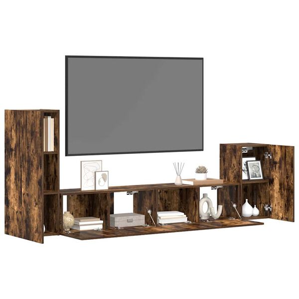 vidaXL 4-dijelni set TV ormarića boja dimljenog hrasta drveni