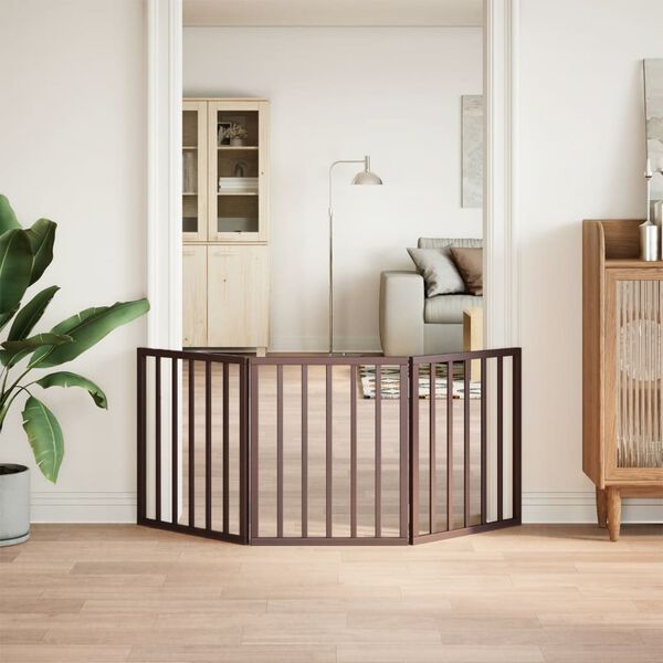 vidaXL Vrata za pse s 3 panela sklopiva smeđa 150 cm od drva topole