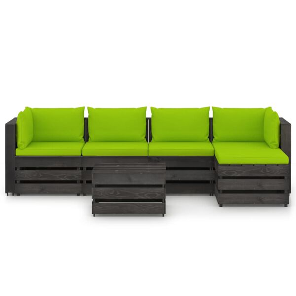 vidaXL 6-dijelna vrtna garnitura s jastucima sivo impregnirano drvo