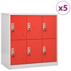 vidaXL Ormarići s ključem 5 kom svjetlosivi/crveni 90x45x92,5 cm čelik