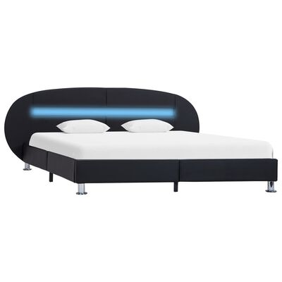vidaXL Okvir kreveta od umjetne kože s LED svjetlima crni 180 x 200 cm