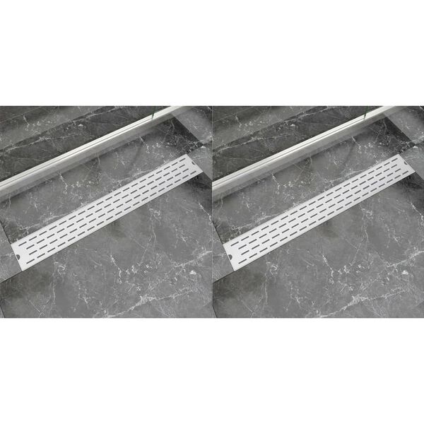 vidaXL Linearni odvod za tuš 2 kom s linijama 830 x 140 mm čelični