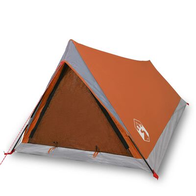 vidaXL Šator za 2 osobe sivo-narančasti vodootporni