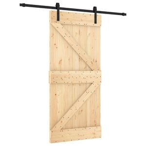 vidaXL Klizna vrata 95 x 210 cm Čvrsta borovina (neobrađena)