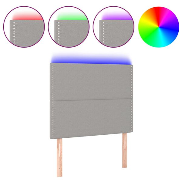 vidaXL LED uzglavlje svjetlosivo 80x5x118/128 cm od tkanine