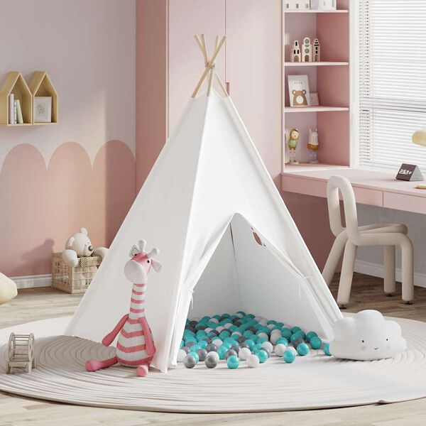 vidaXL Teepee šator Bijelo 120 x 120 x 150 cm Tkanina i plastika
