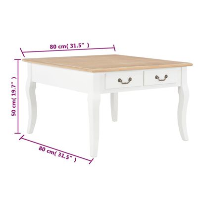 280061 vidaXL Coffee Table White 80x80x50 cm Wood