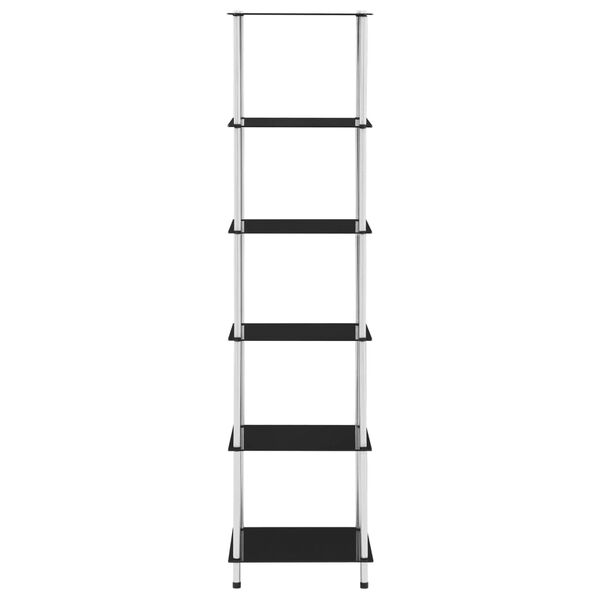 vidaXL Police sa 6 razina crne 40 x 40 x 160 cm od kaljenog stakla