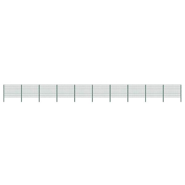 vidaXL Ogradni panel sa stupovima od željeza 1730x120 cm zeleni