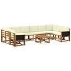 vidaXL Set vanjskih sofa 11 kom. Prirodna i krem Čvrsto drvo akacije