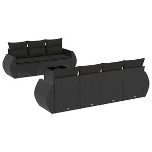 vidaXL 8-dijelni set vrtnih sofa od poliratana s jastucima crni