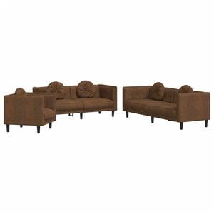 vidaXL 3-dijelni set sofa s jastucima smeđi bar&scaron;unasti