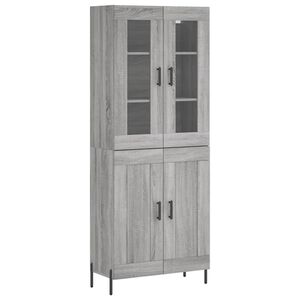 vidaXL Visoka komoda siva sonome 69,5x34x180 cm od konstruiranog drva