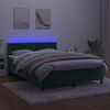 vidaXL Krevet box spring s madracem LED tamnozeleni 140x190 cm bar&scaron;un