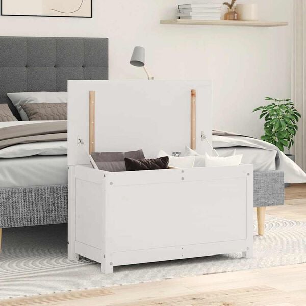 vidaXL Kutija za pohranu bijela 80 x 40 x 45,5 cm od masivne borovine