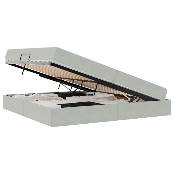 vidaXL Krevet s madracem i skladi&scaron;tem Svijetlo siva 200 x 200 cm