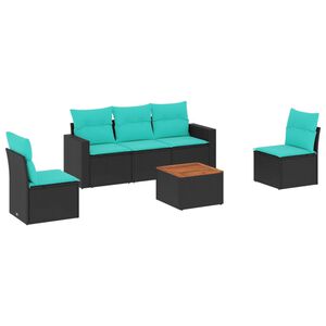 vidaXL 6-dijelni set vrtnih sofa od poliratana s jastucima crni