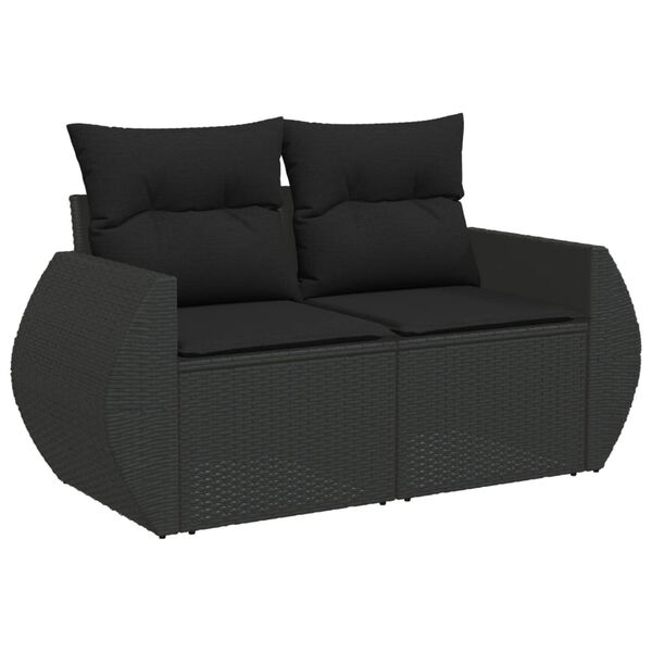 vidaXL 10-dijelni set vrtnih sofa s jastucima crni od poliratana