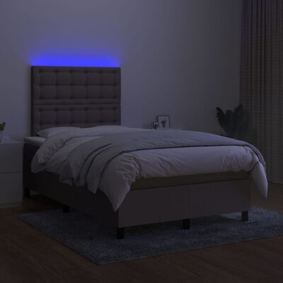 vidaXL Krevet s oprugama i madracem LED smeđesivi 120x190cm od tkanine
