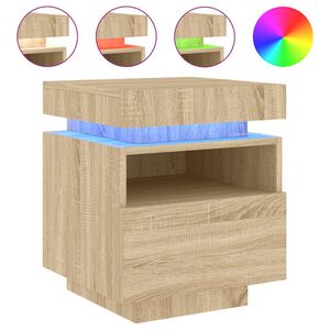 vidaXL Noćni ormarić s LED svjetlima boja hrasta sonome 40x39x48,5 cm