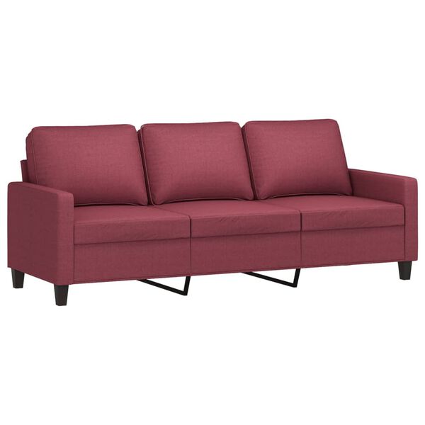 vidaXL 3-dijelni set sofa s jastucima crvena boja vina od tkanine
