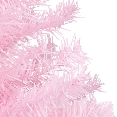 vidaXL Umjetno osvijetljeno božićno drvce s kuglicama rozo 120 cm PVC