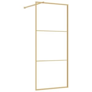 vidaXL Stijenka za walk-in tu&scaron; s prozirnim staklom ESG zlatna 80x195cm