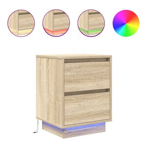 vidaXL Noćni ormarić s LED svjetlima boja hrasta sonome 38x34x50 cm