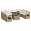 vidaXL 10-dijelni set vrtnih sofa s jastucima bež od poliratana