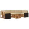 vidaXL Set vanjskih sofa 8 pcs Prirodna i bež Čvrsto drvo akacije