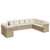 vidaXL 10-dijelni set vrtnih sofa s jastucima bež od poliratana