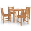 vidaXL Vrtni blagovaonski set od 5 dijelova 80x80 cm masivno tikovino drvo