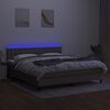 vidaXL Krevet box spring s madracem LED smeđesivi 180x200 cm tkanina
