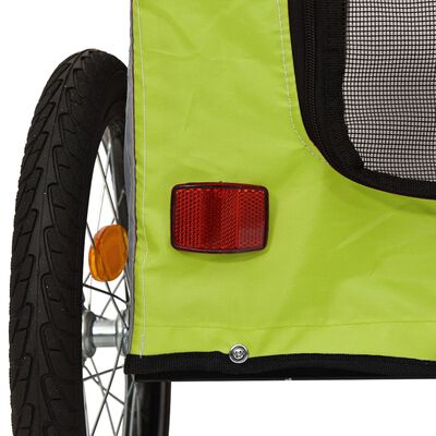 vidaXL Prikolica za bicikl za ljubimce zeleno-siva tkanina i željezo