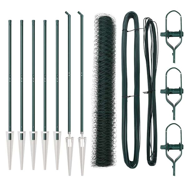 vidaXL Stup za ogradu Zelena 10 x 1,2 m (mreža 50 mm) Čelik i PVC