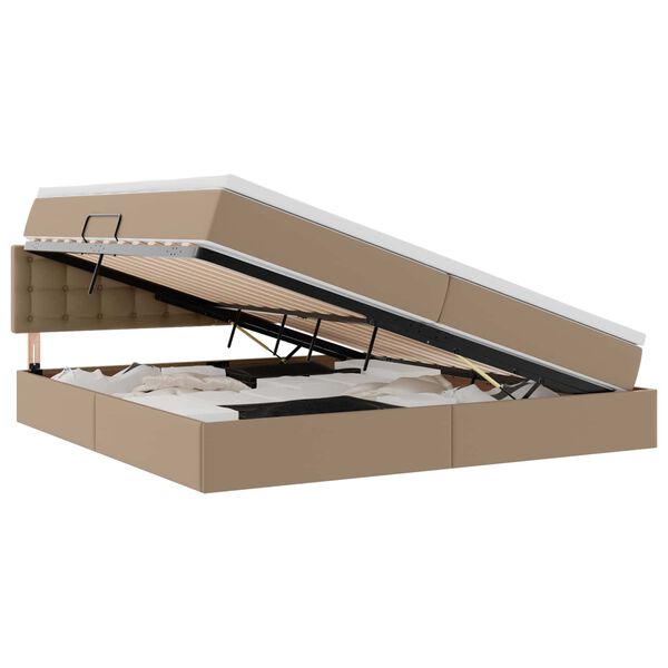 vidaXL Krevet s madracem i skladi&scaron;tem Kapućino 200 x 200 cm Lažna koža