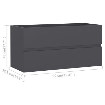 vidaXL 2-dijelni set kupaonskog namještaja sivi od konstruiranog drva