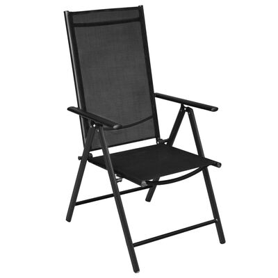 vidaXL 5-dijelni vrtni blagovaonski set sa sklopivim stolicama aluminijski crni
