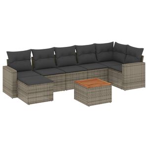 vidaXL 8-dijelni set vrtnih sofa od poliratana s jastucima sivi